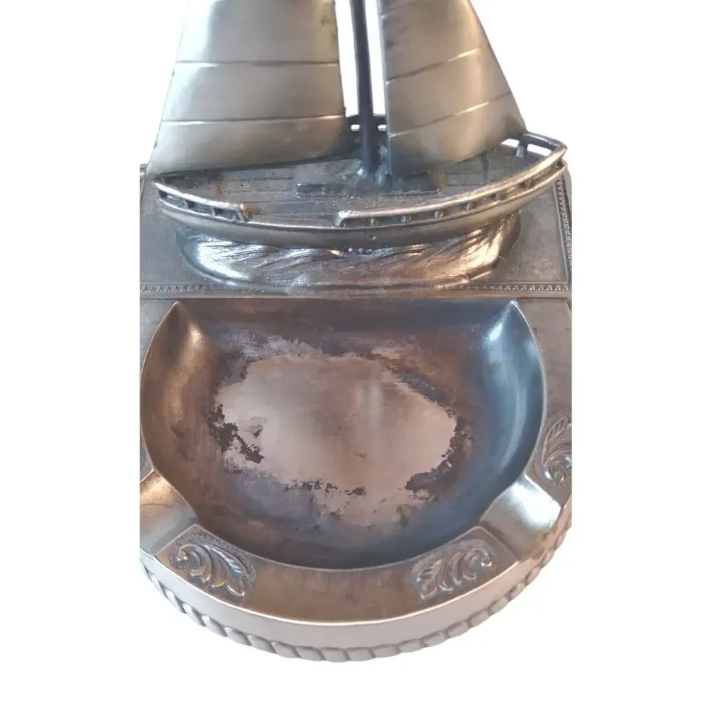 Comoys of London Japan Vintage Metal‎ Ashtray Sailboat Nautical Decor 4.5